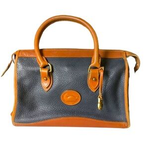Vintage Dooney & Bourke Navy Leather Speedy Satchel Purse Shoulder Bag